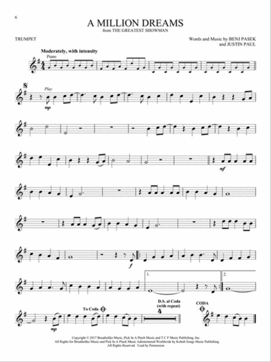 Songs from A Star Is Born, La La Land, The Greatest Showman, and More Movie Musicals Trumpet Solo scores gallery preview page 4