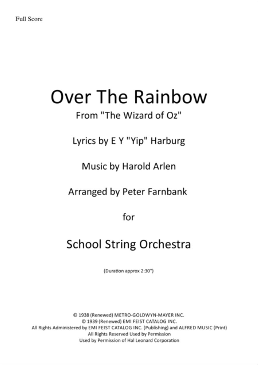 Over The Rainbow (from The Wizard Of Oz) String Orchestra scores gallery preview page 1