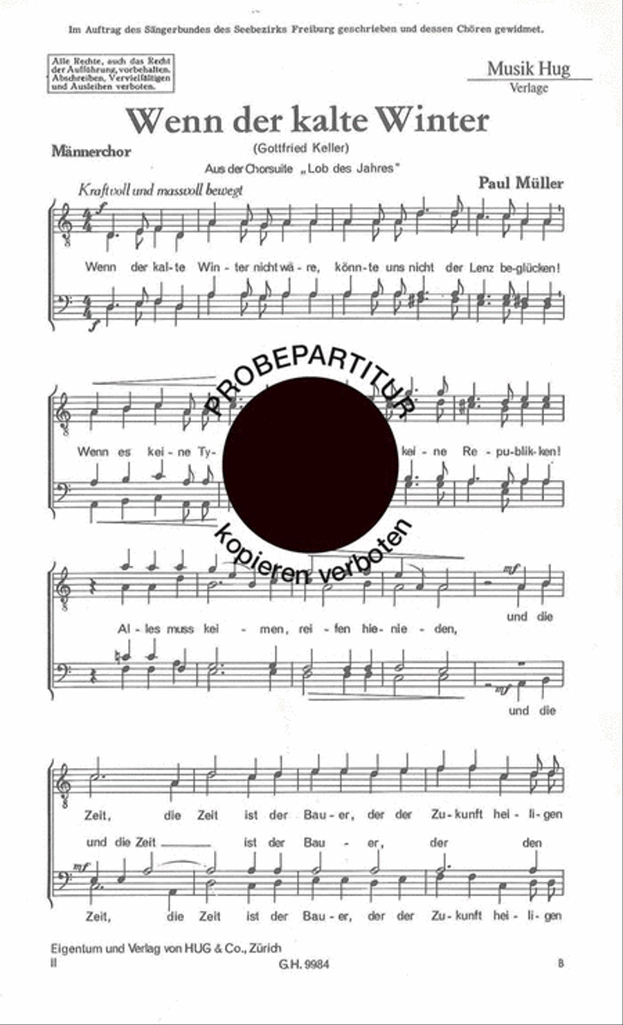 Wenn der kalte Winter Men's Choir scores gallery preview page 1