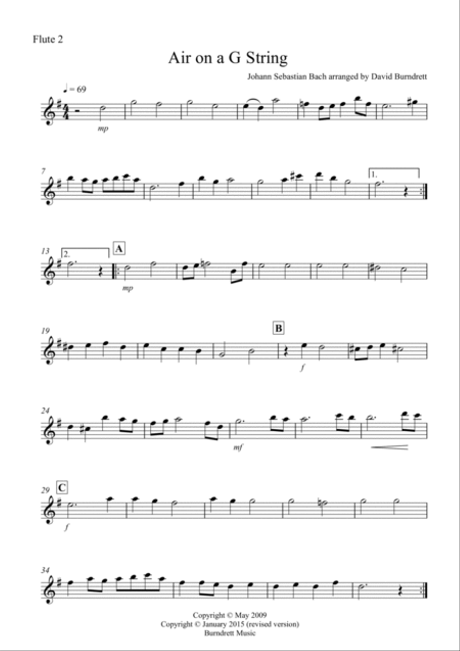 Air on a G String for Flute Quartet Flute Quartet scores gallery preview page 4