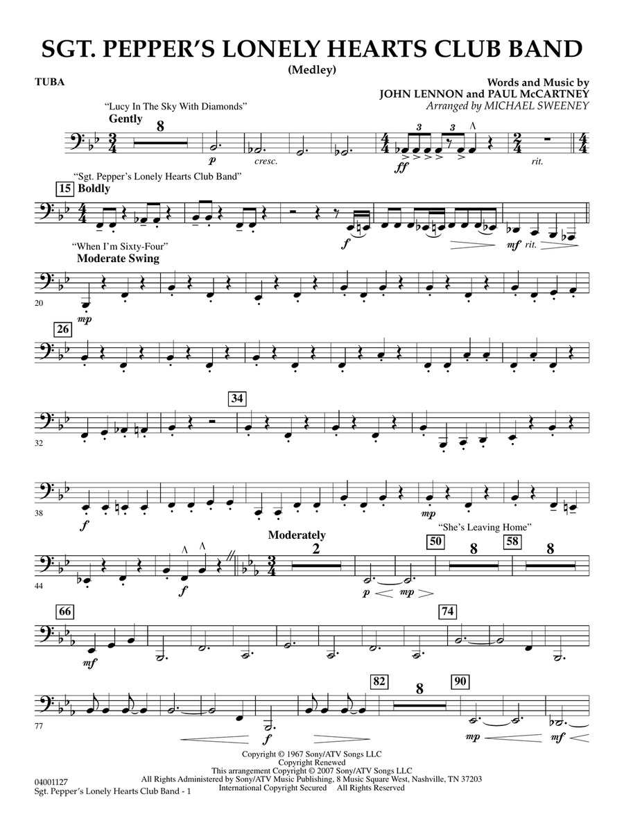 Sgt. Pepper's Lonely Hearts Club Band (Medley) (arr. Michael Sweeney) - Tuba