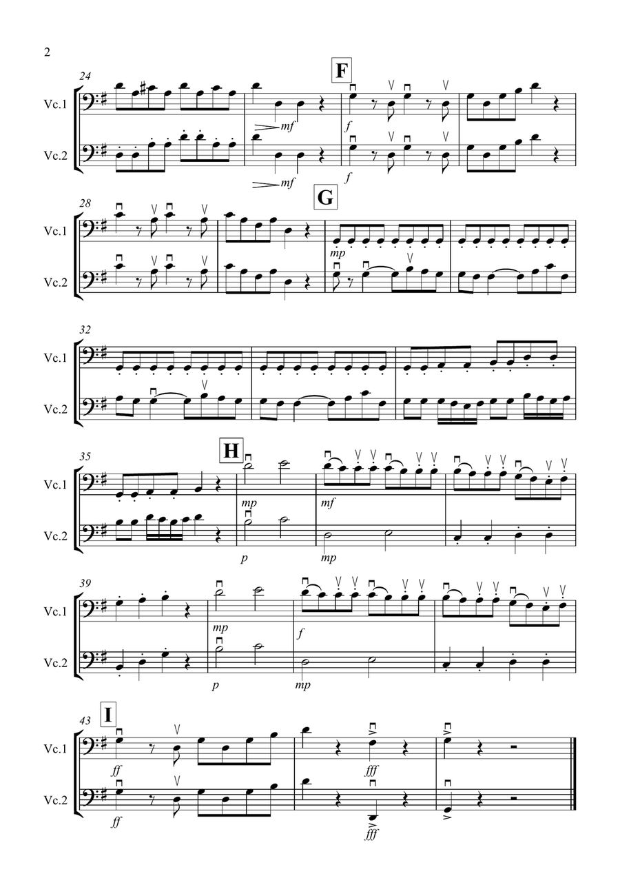 Eine Kleine Nachtmusik (1st movement) for Cello Duet Eine Kleine Nachtmusik (1st movement) for Cello Duet String Duet scores gallery preview page 2