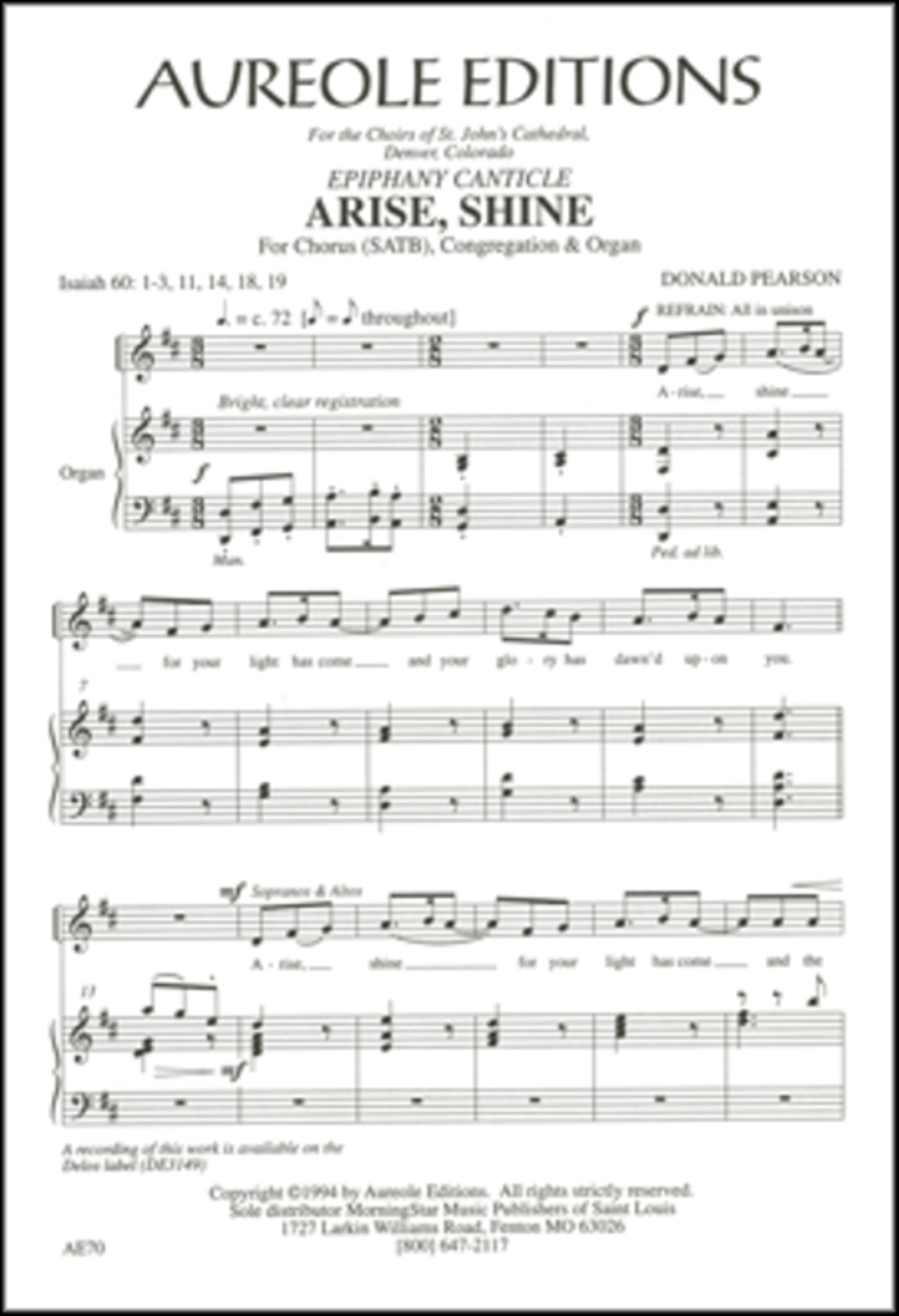 Arise, Shine (Epiphany Canticle) 4-Part scores gallery preview page 1