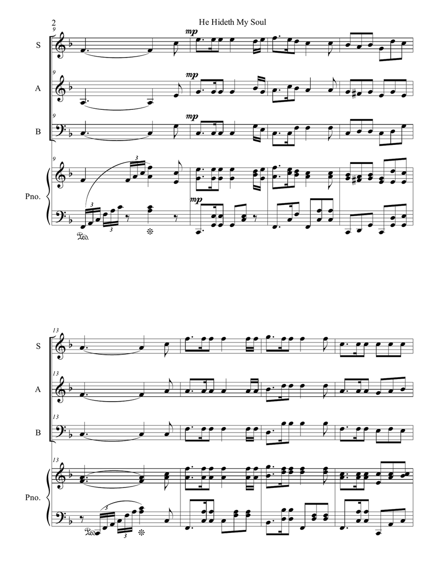 He Hideth My Soul 3-Part scores gallery preview page 2