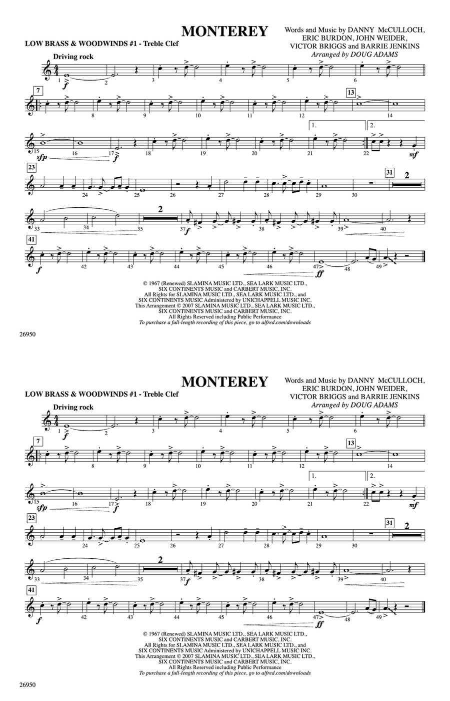 Monterey: Low Brass & Woodwinds #1 - Treble Clef