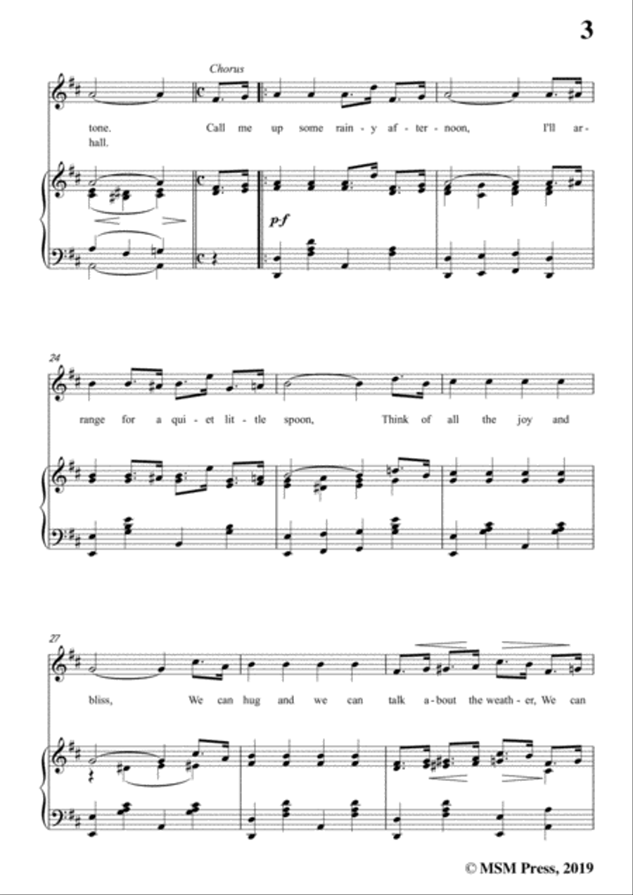 Irving Berlin-Call Me Up Some Rainy Afternoon,in D Major,for Voice&Piano Voice scores gallery preview page 5