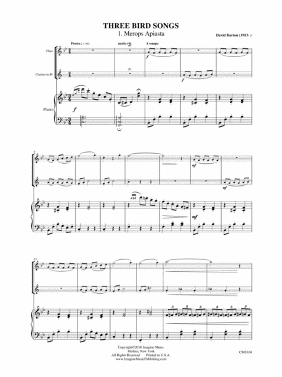 Three Bird Songs Three Bird Songs Clarinet scores gallery preview page 2