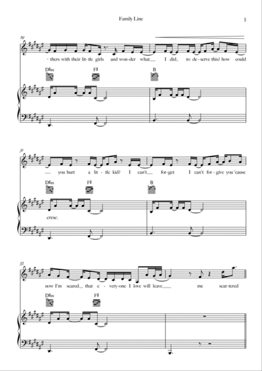 Family Line Piano, Vocal, Guitar scores gallery preview page 5