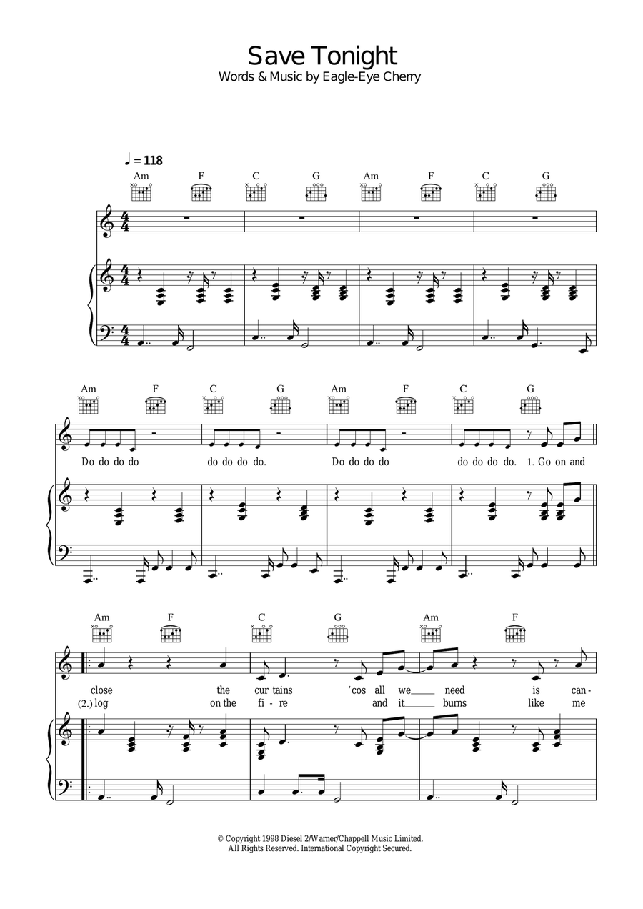 Save Tonight Acoustic Guitar scores gallery preview page 1