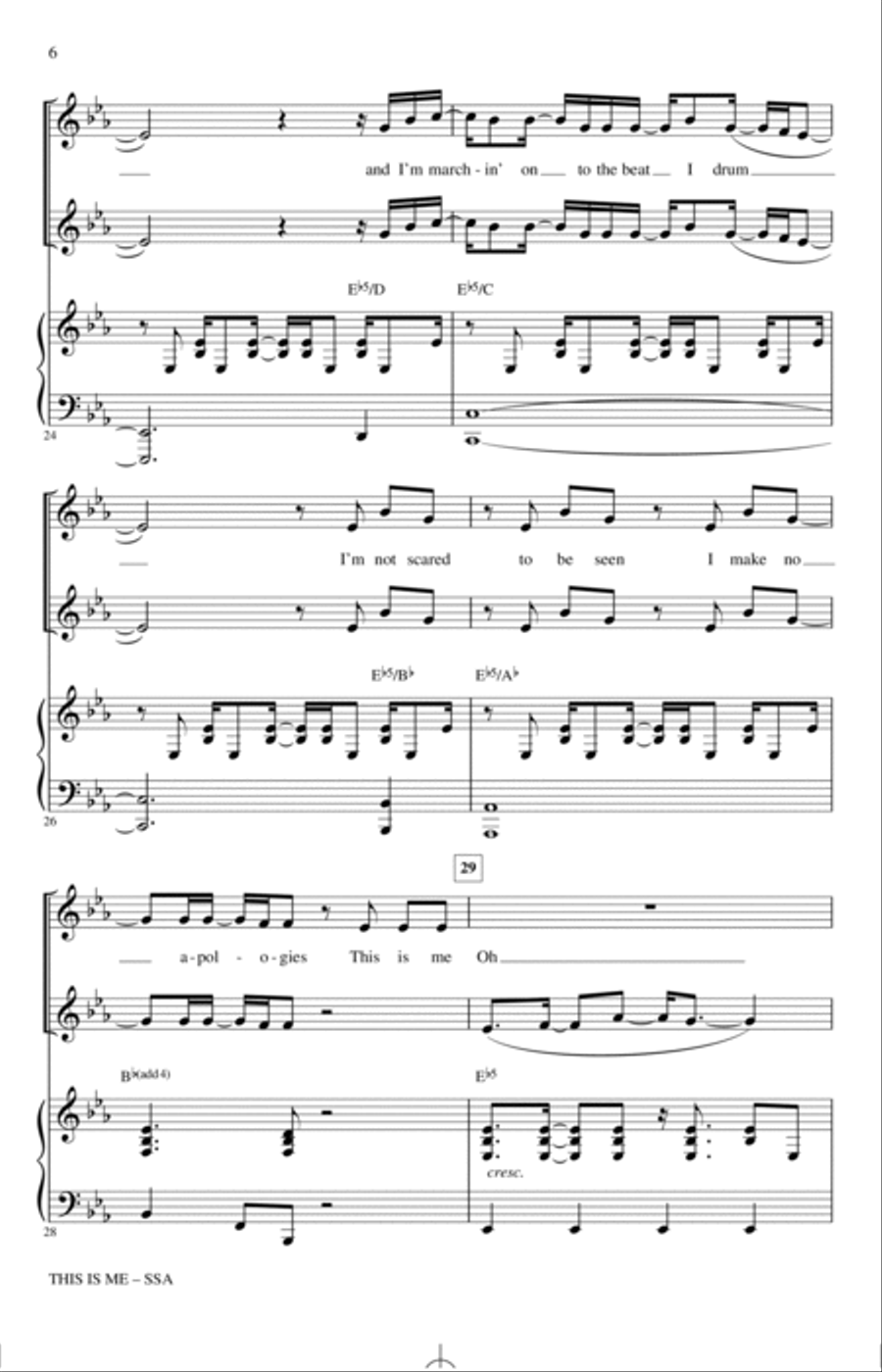 This Is Me (from The Greatest Showman) (arr. Mac Huff) SSA scores gallery preview page 5