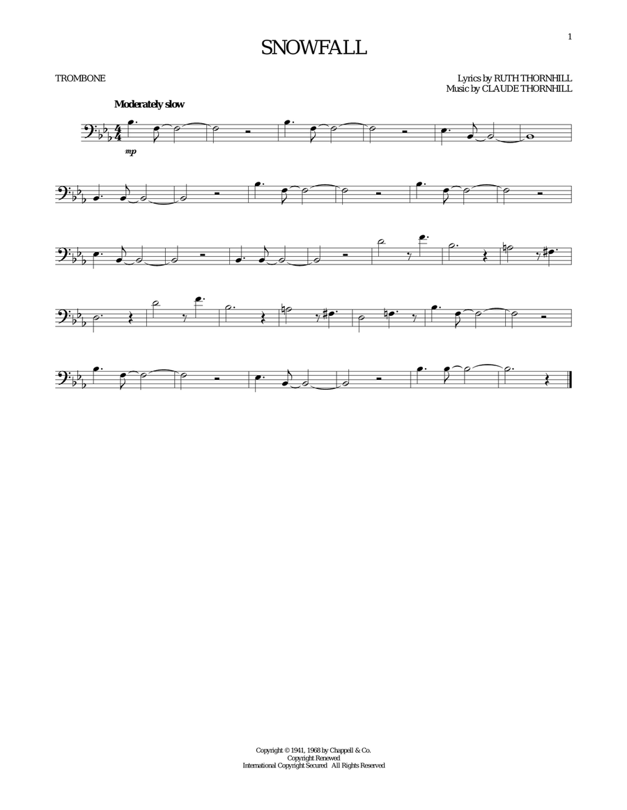 Snowfall Snowfall Trombone Solo scores gallery preview page 1