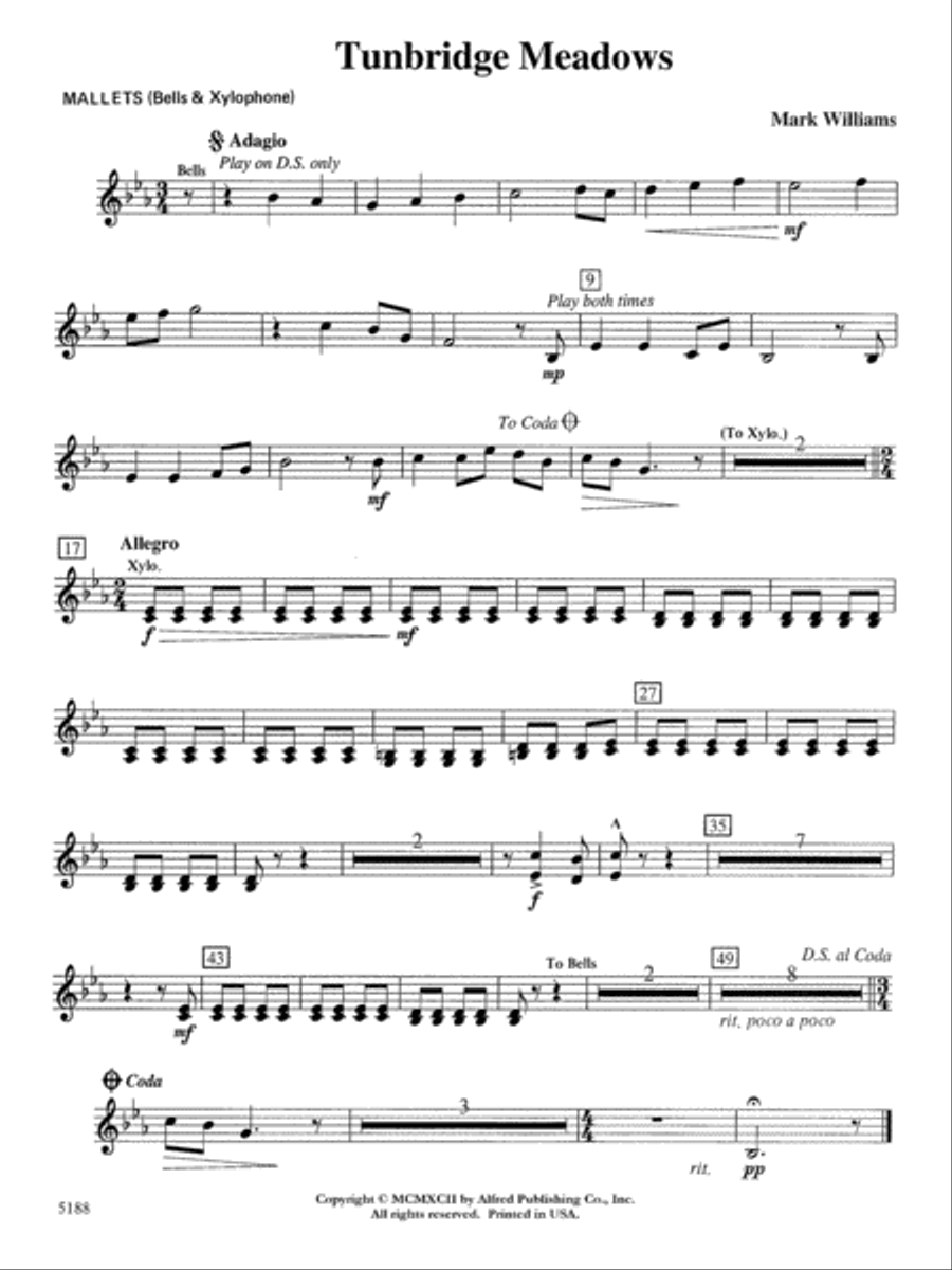 Tunbridge Meadows: Mallets Concert Band scores gallery preview page 1