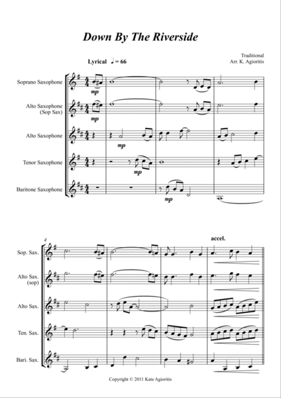 Down By The Riverside - For Saxophone Quartet Saxophone Quartet scores gallery preview page 3