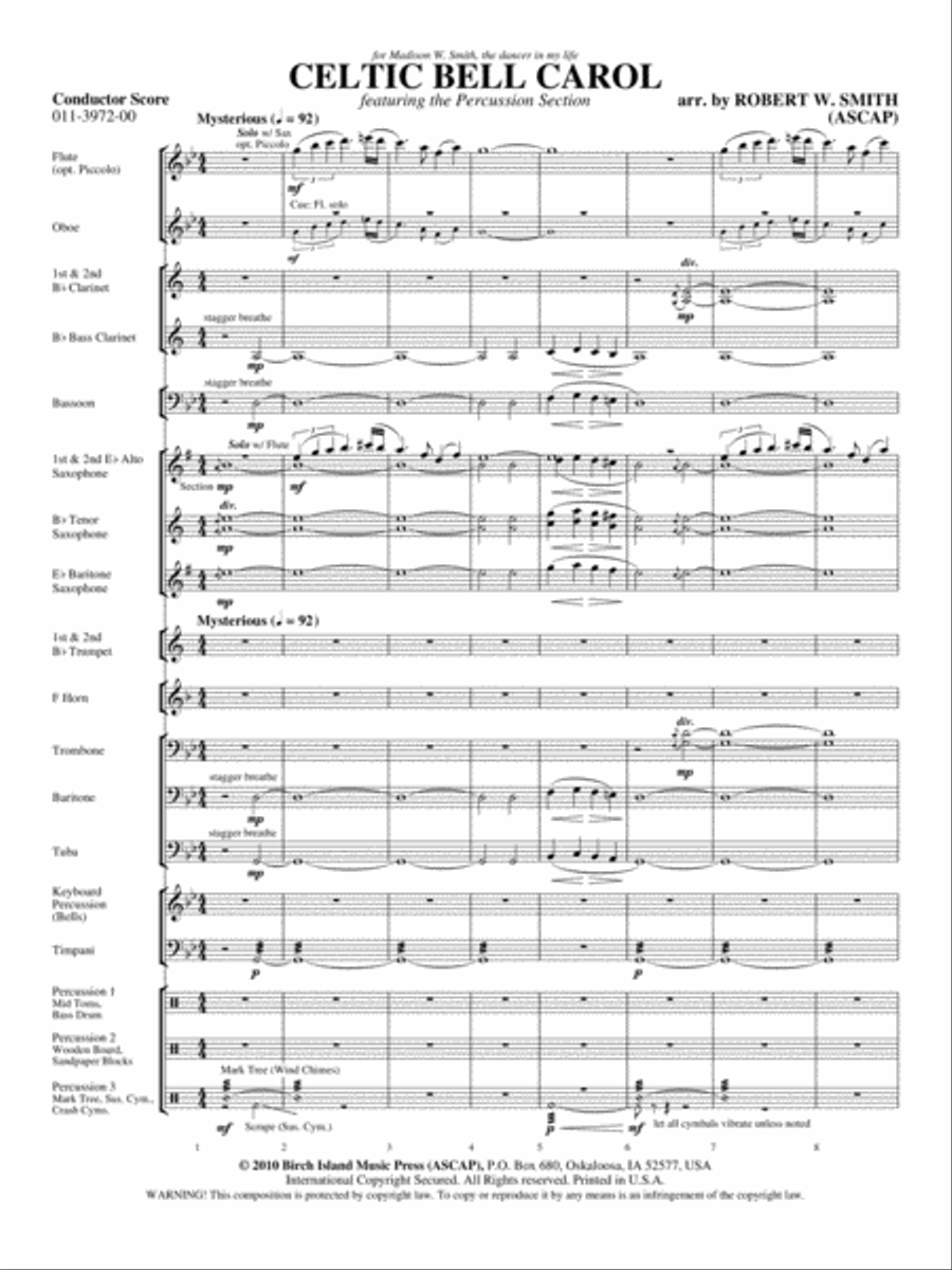 Celtic Bell Carol Concert Band scores gallery preview page 2