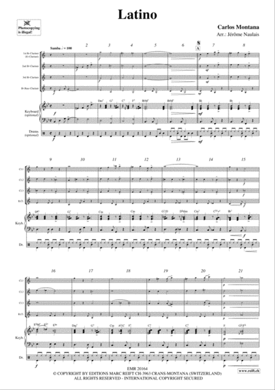 Latino Clarinet Quartet scores gallery preview page 3