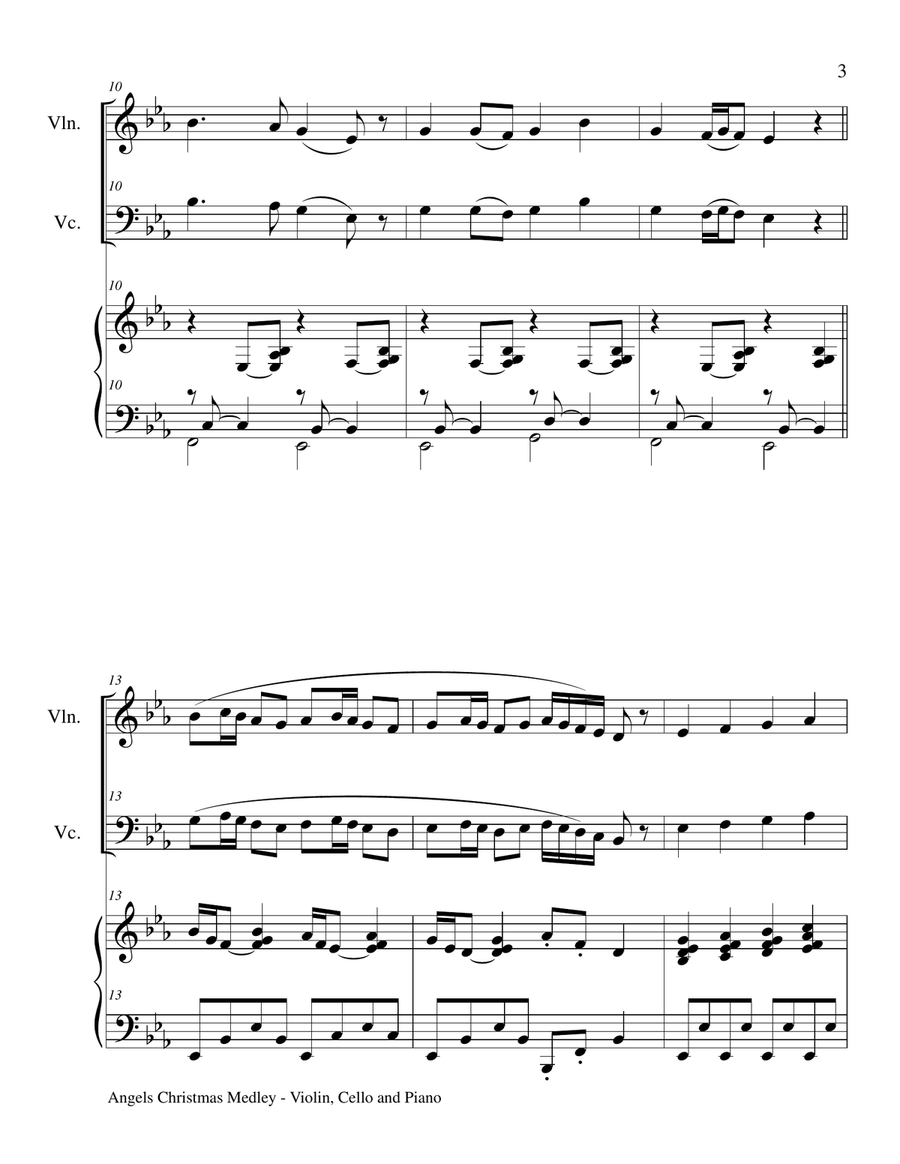 ANGELS CHRISTMAS MEDLEY (Piano Trio for Violin, Cello and Piano) Piano Trio scores gallery preview page 4