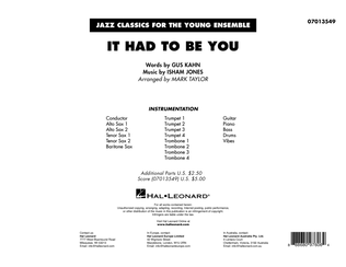Book cover for It Had to Be You (arr. Mark Taylor) - Conductor Score (Full Score)