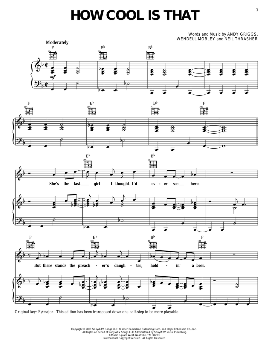 How Cool Is That Piano, Vocal, Guitar scores gallery preview page 1