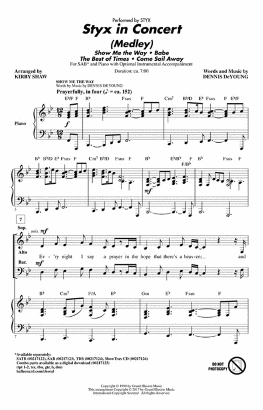 Styx in Concert 3-Part scores gallery preview page 2