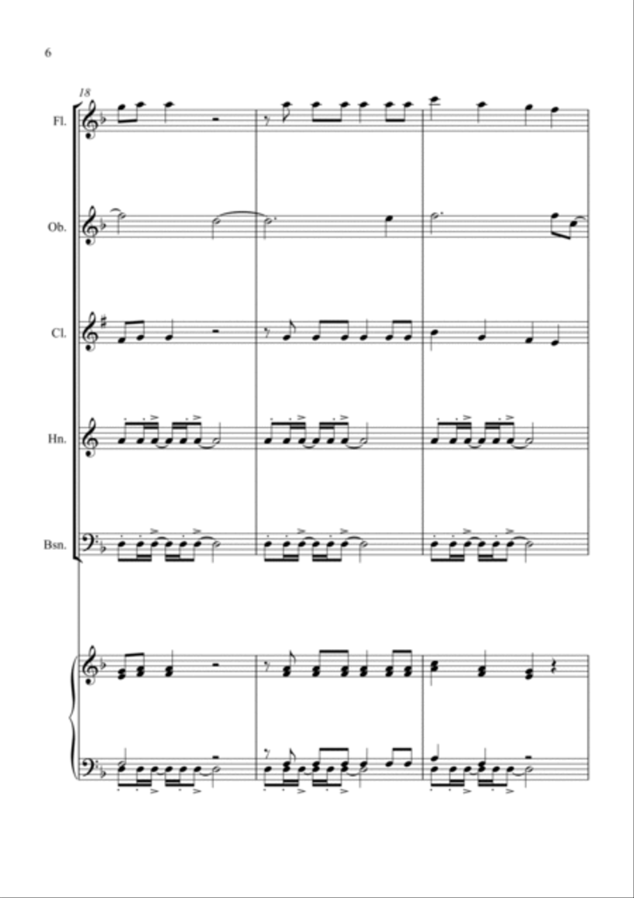Lay All Your Love On Me Woodwind Quintet scores gallery preview page 6