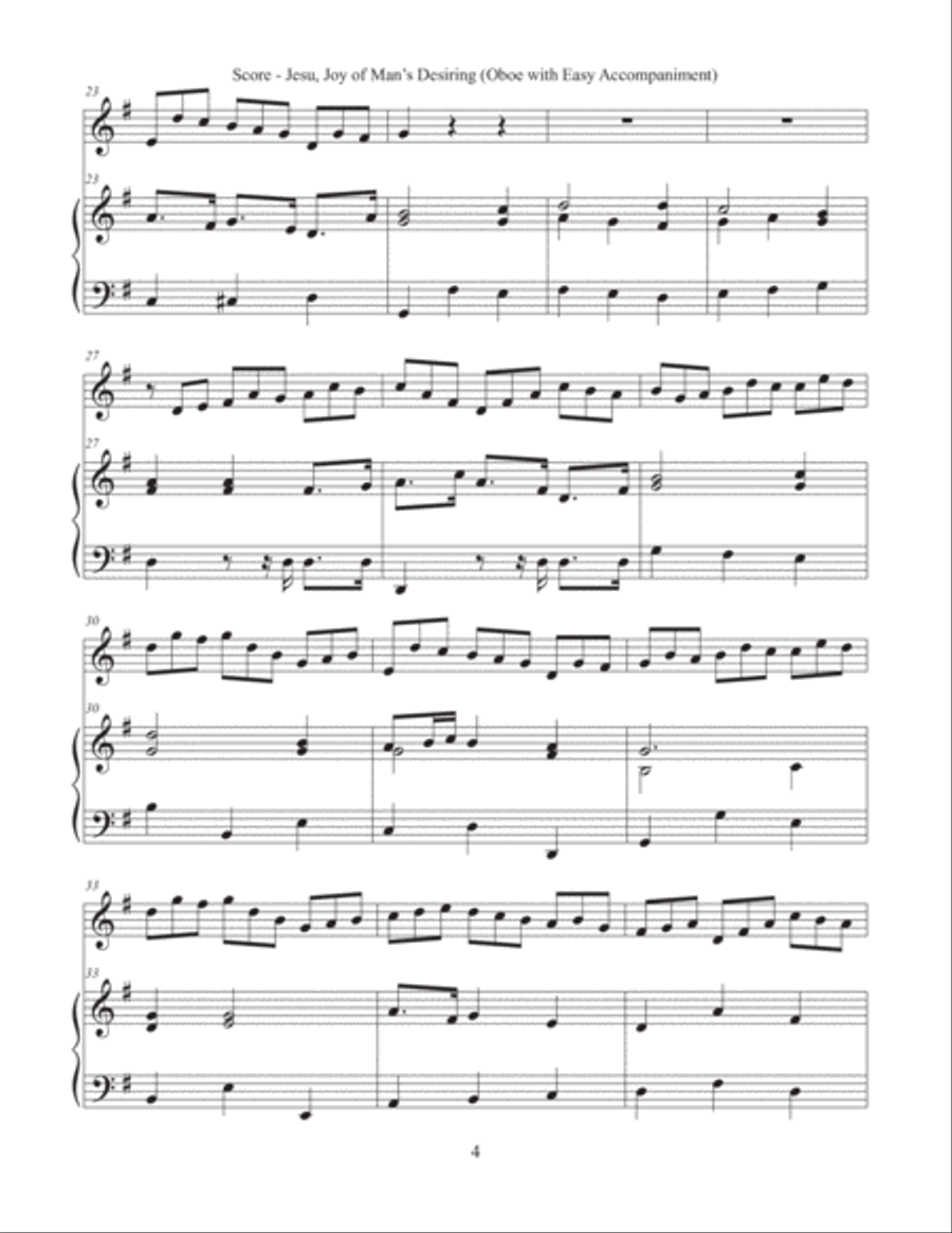 Jesu, Joy of Man’s Desiring (Oboe with Easy Accompaniment) Oboe Solo scores gallery preview page 4