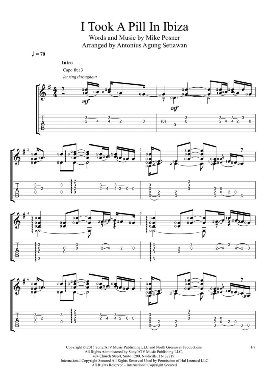 I Took A Pill In Ibiza Acoustic Guitar scores gallery preview page 1