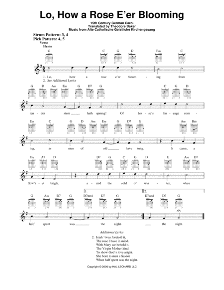 How A Rose E'er Blooming, Lo Classical Guitar scores gallery preview page 1