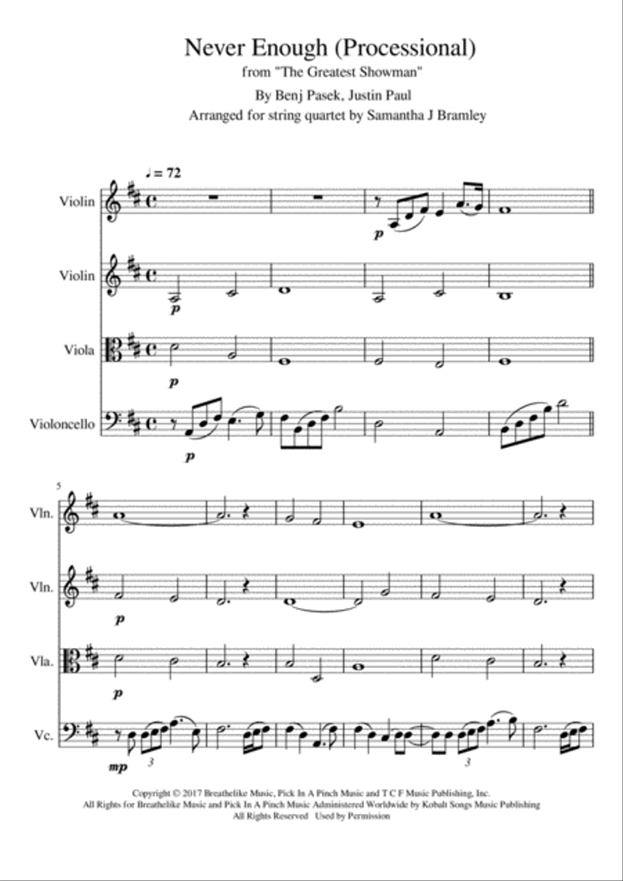 Never Enough String Quartet scores gallery preview page 1