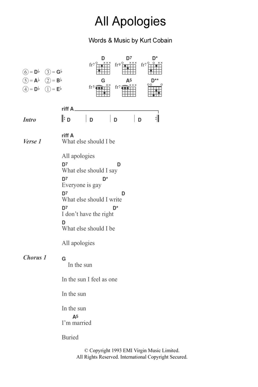 All Apologies Guitar scores gallery preview page 1