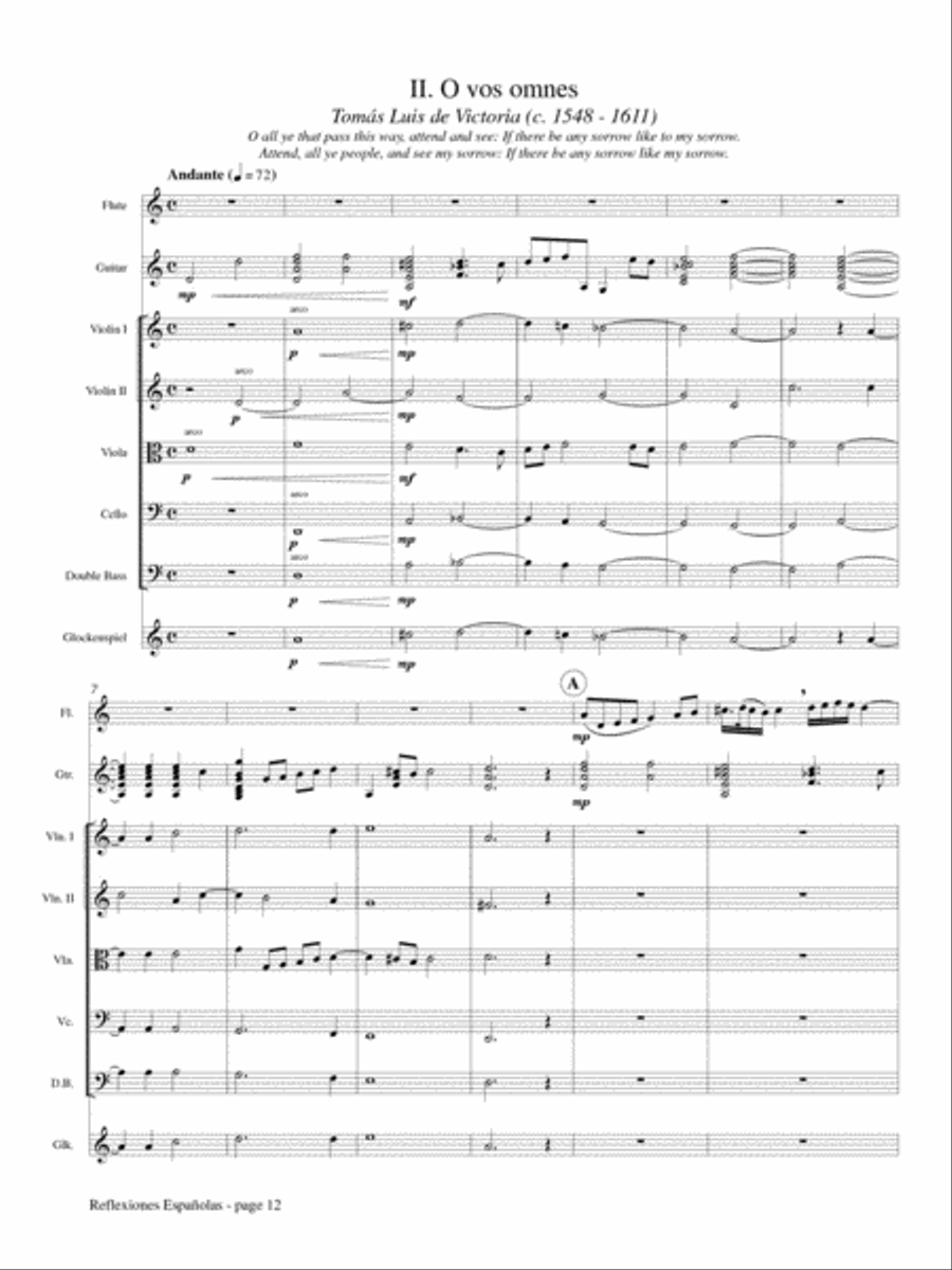 Reflexiones Espanolas for Flute, Guitar, Strings and Percussion Flute scores gallery preview page 3