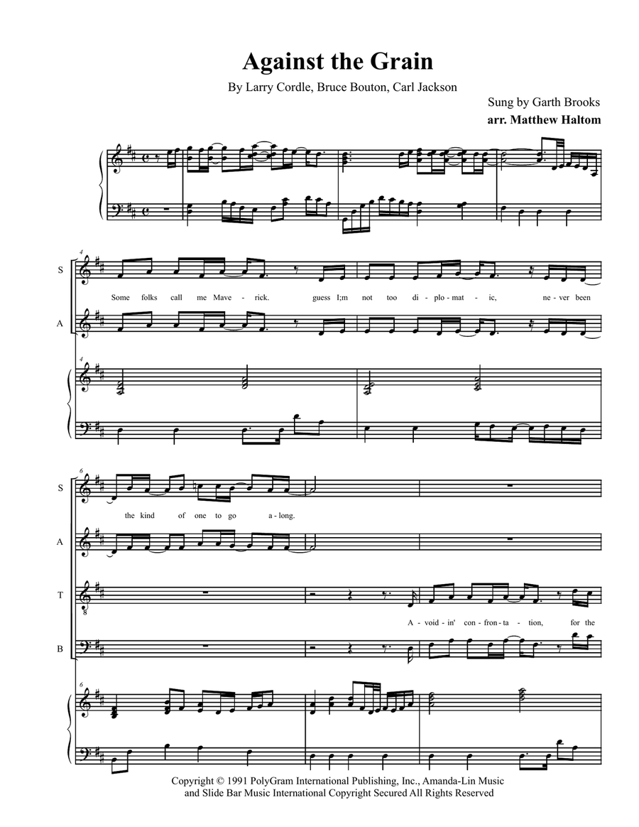 Against The Grain 4-Part scores gallery preview page 1