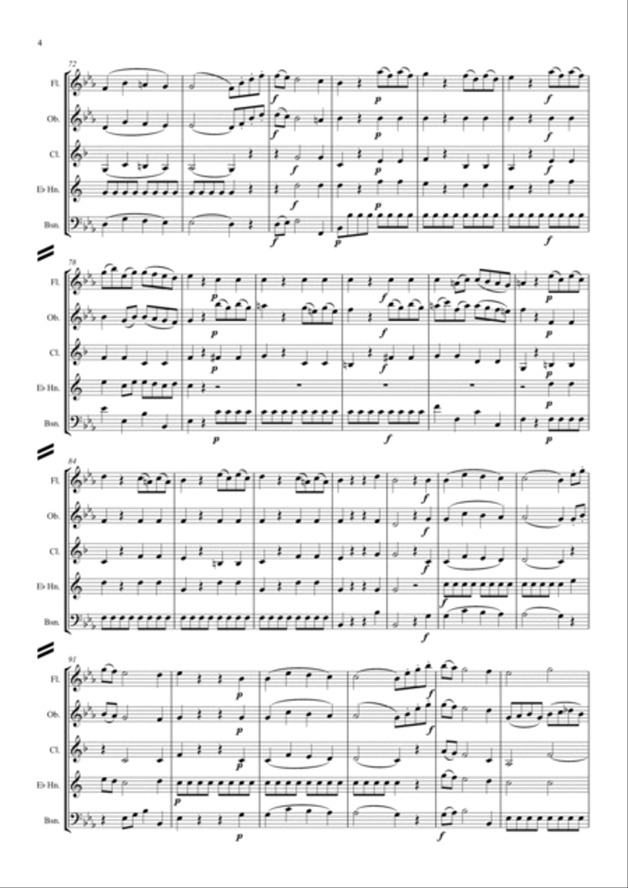 Mozart: Divertimento No.16 in Eb K289 - wind quintet Woodwind Quintet scores gallery preview page 5