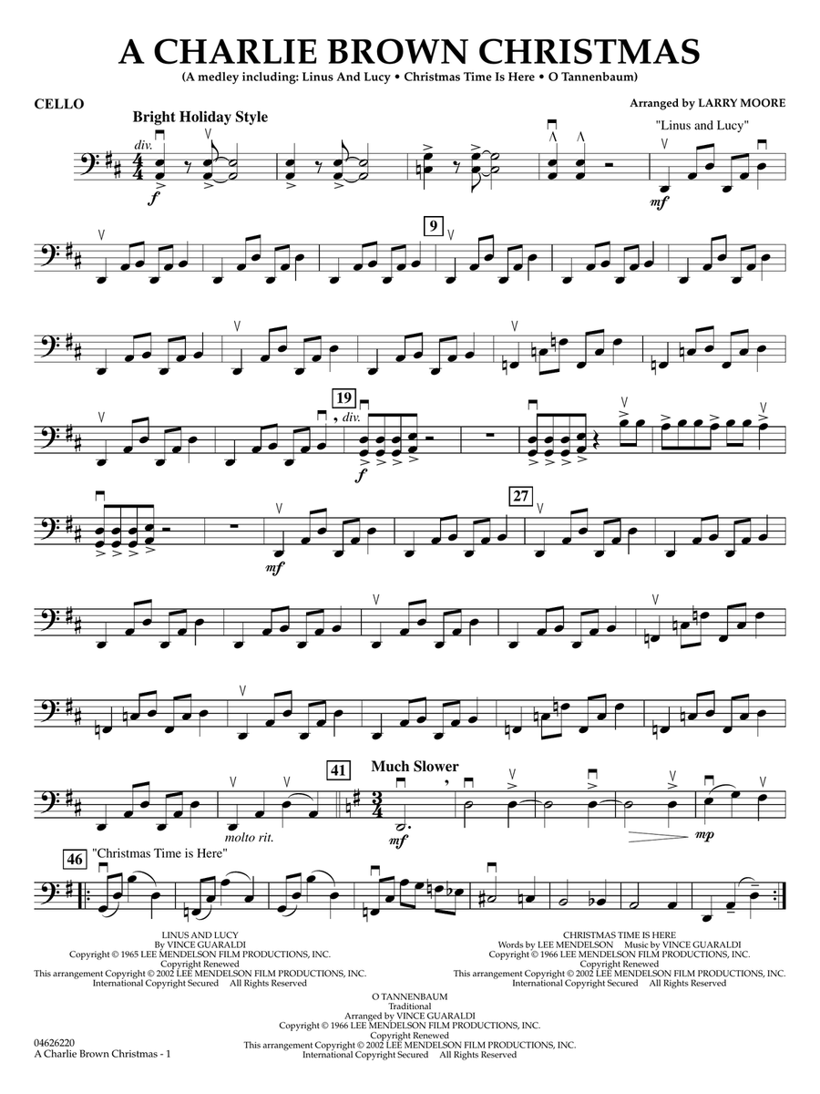 A Charlie Brown Christmas - Cello String Orchestra scores gallery preview page 1