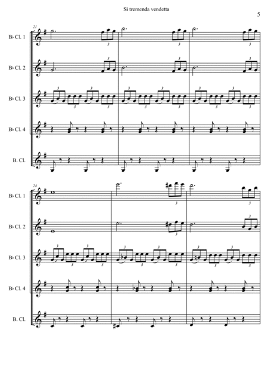 Si vendetta, tremenda vendetta Woodwind Quintet scores gallery preview page 5