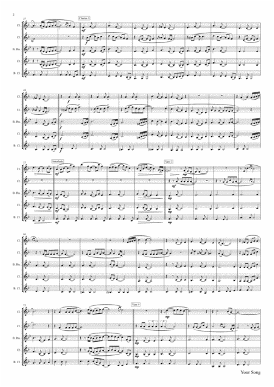 Your Song Clarinet Quartet scores gallery preview page 3