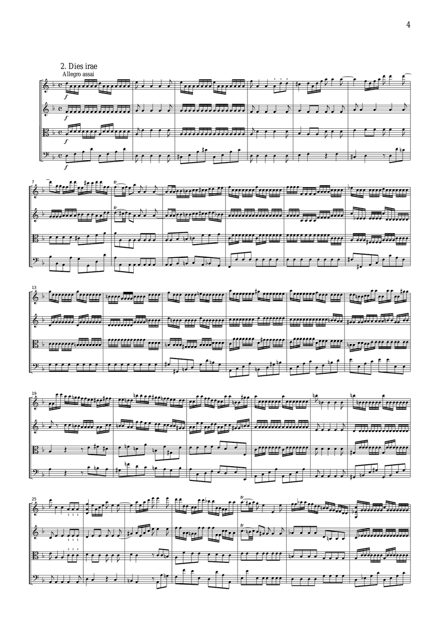 Mozart Requiem K.626 (arranged by Lichtenthal), all mvts., for string quartet, CM020 String Quartet scores gallery preview page 4