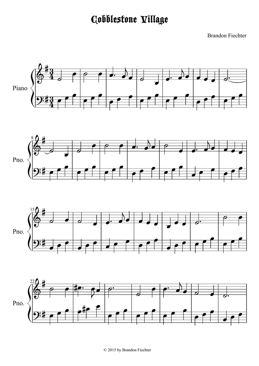 Cobblestone Village Cobblestone Village Piano Solo scores gallery preview page 1