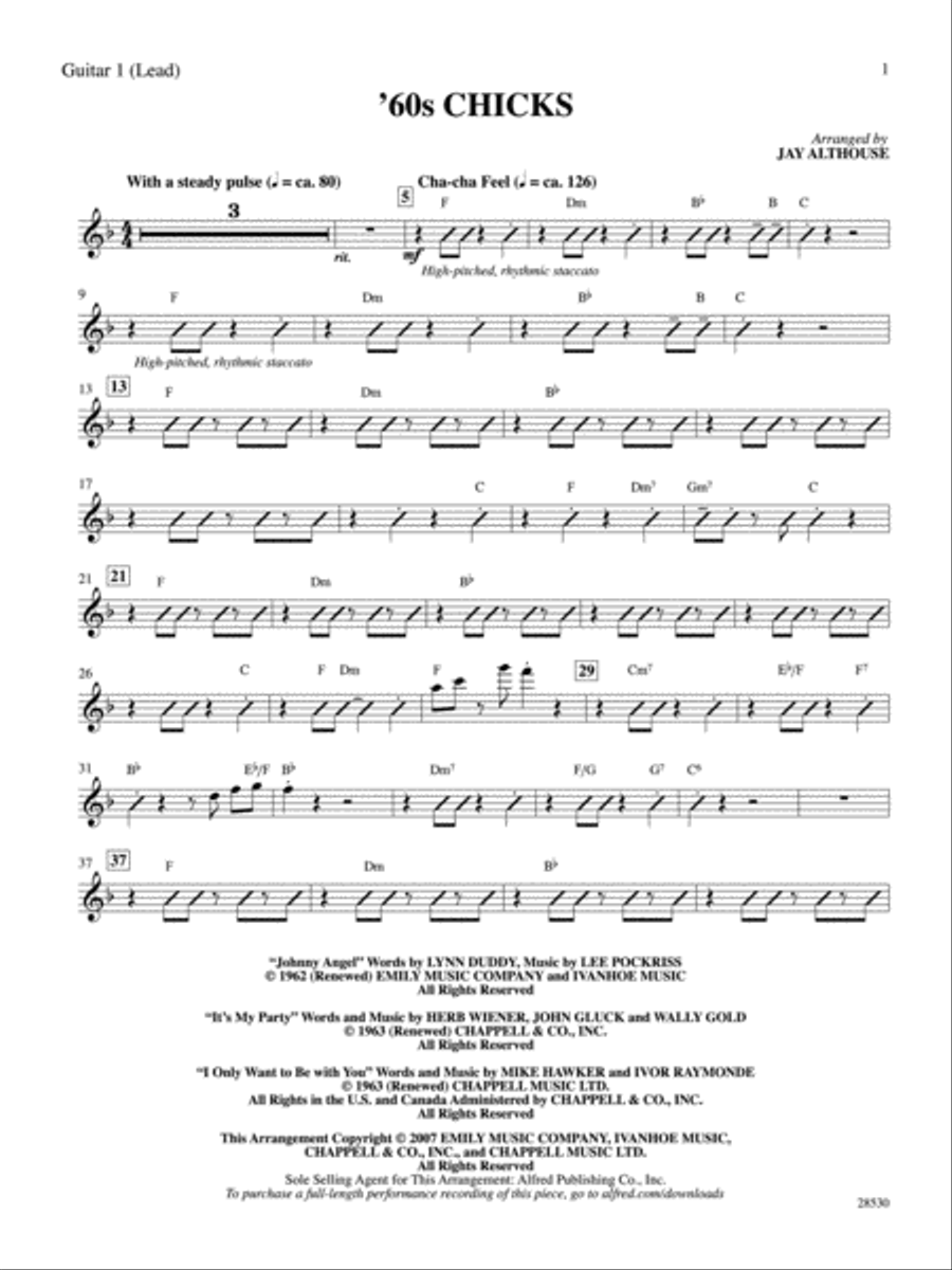 '60s Chicks (A Medley): Guitar 1 Guitar scores gallery preview page 1