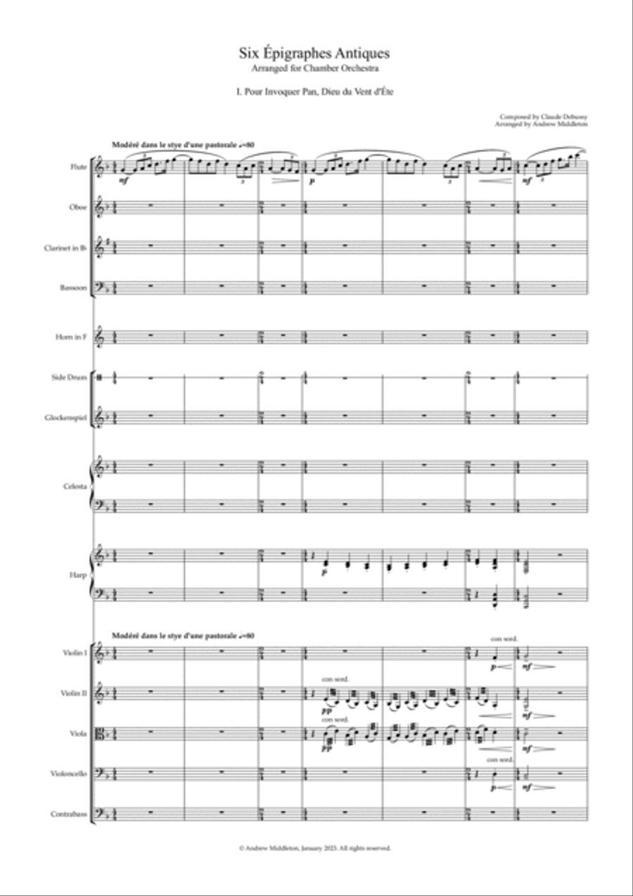 Six Epigraphes Antiques for Chamber Orchestra Chamber Orchestra scores gallery preview page 5