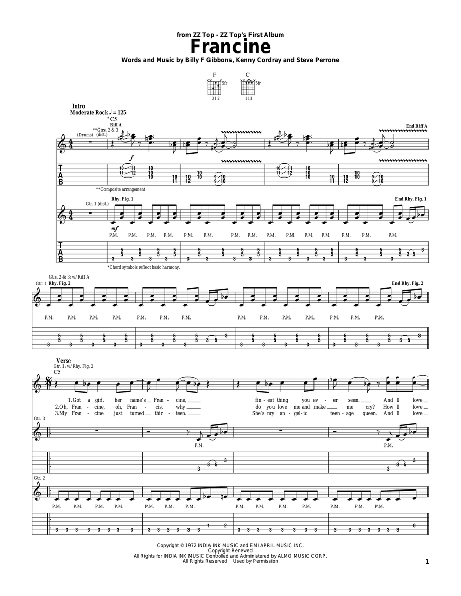Francine Acoustic Guitar scores gallery preview page 1
