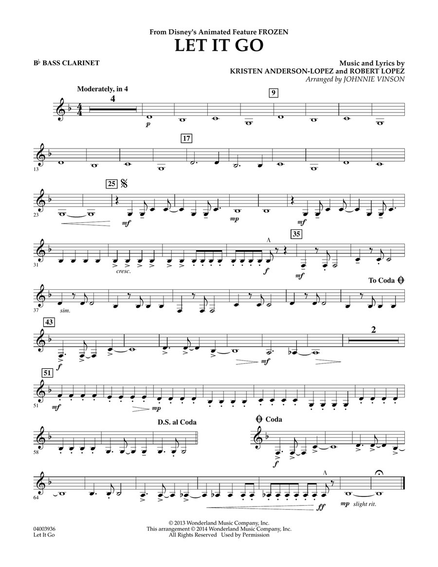 Let It Go - Bb Bass Clarinet