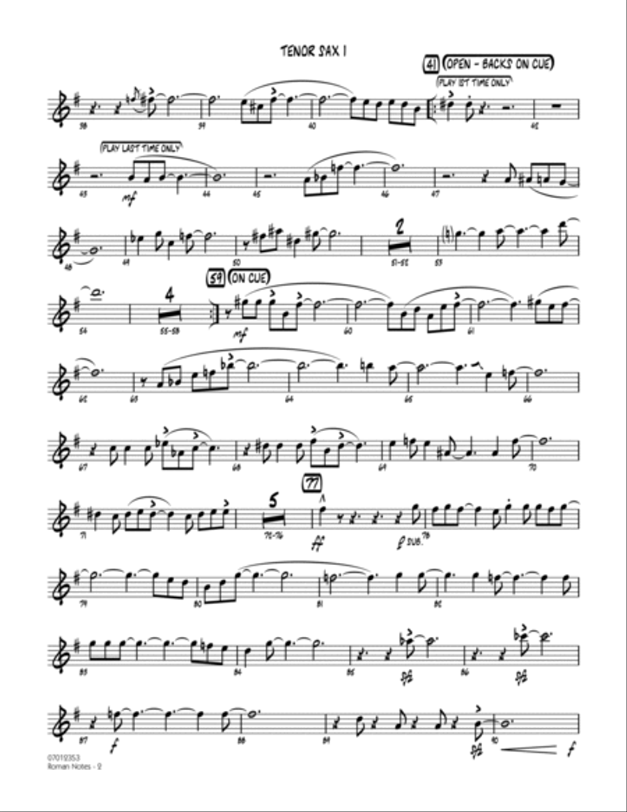 Roman Notes - Tenor Sax 1 Tenor Saxophone scores gallery preview page 2