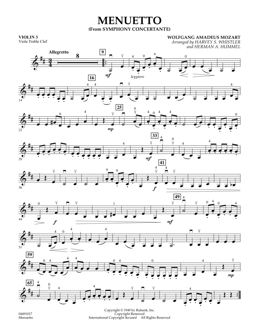 Menuetto (from Symphony Concertante) - Violin 3 (Viola Treble Clef)
