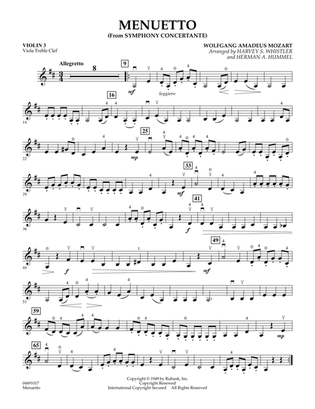 Menuetto (from Symphony Concertante) - Violin 3 (Viola Treble Clef)