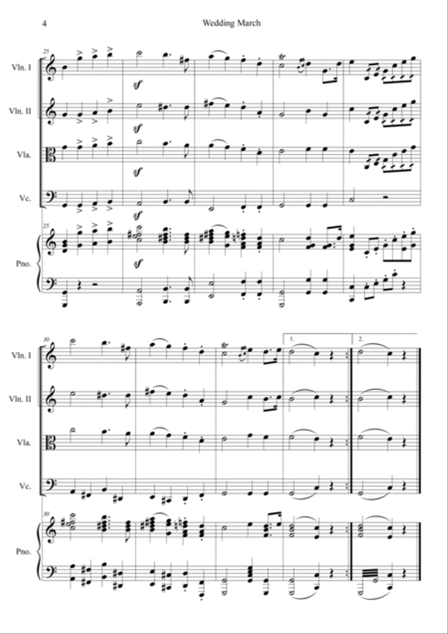 Wedding March Piano Quintet scores gallery preview page 4