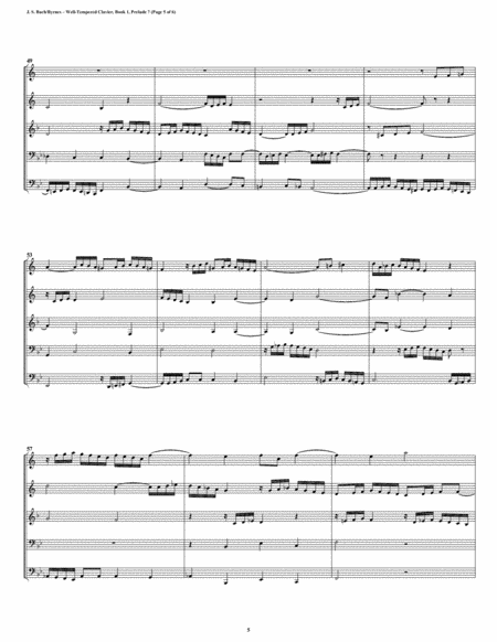 Prelude 07 from Well-Tempered Clavier, Book 1 (Brass Quintet) image number null
