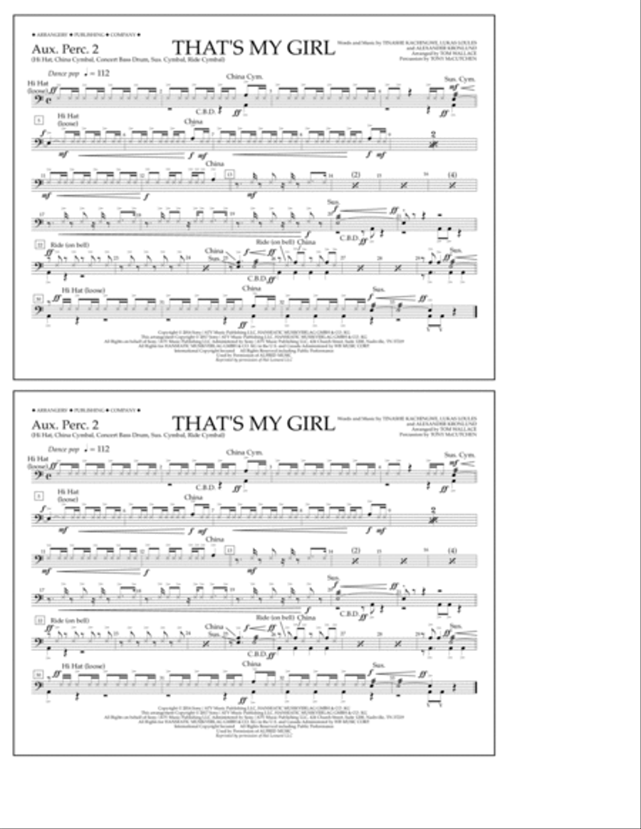 That's My Girl - Aux. Perc. 2 Marching Band scores gallery preview page 1