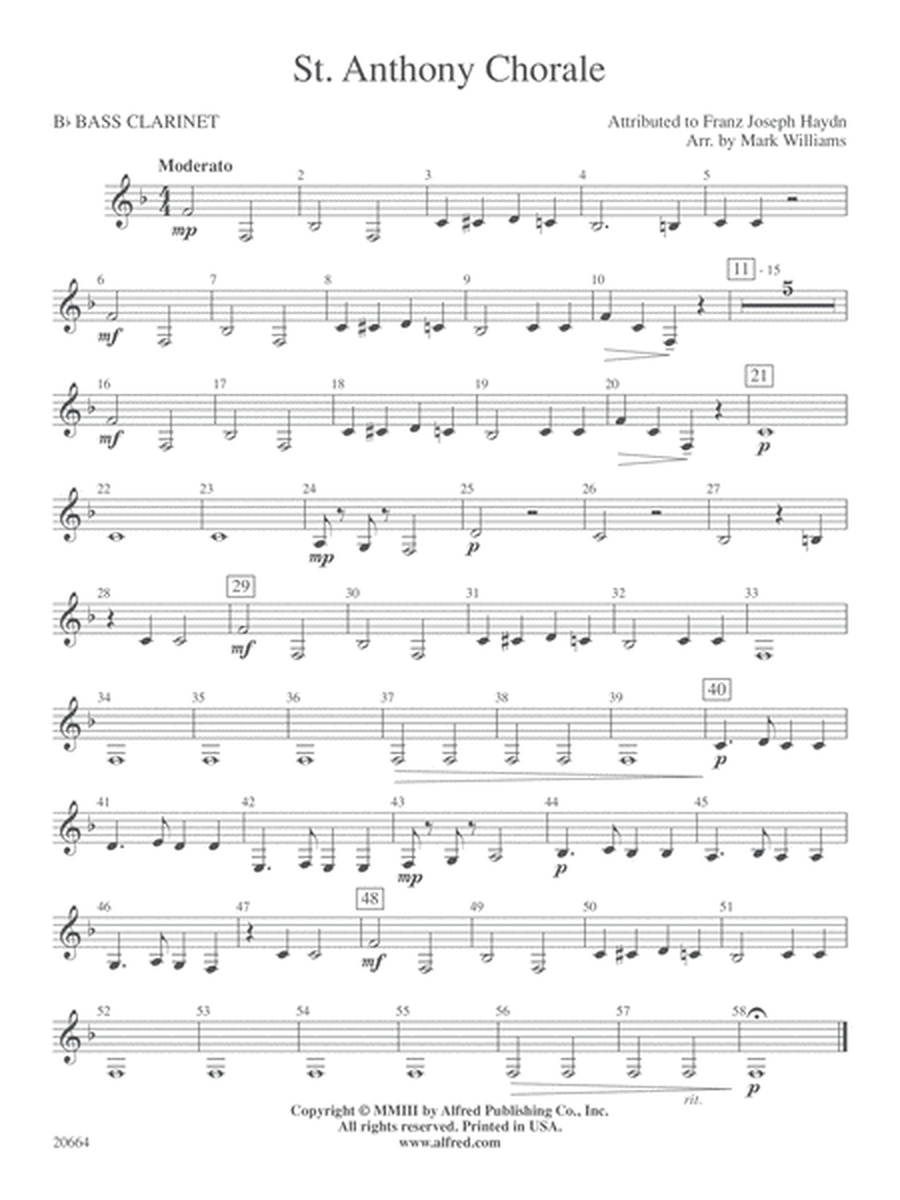 St. Anthony Chorale: B-flat Bass Clarinet