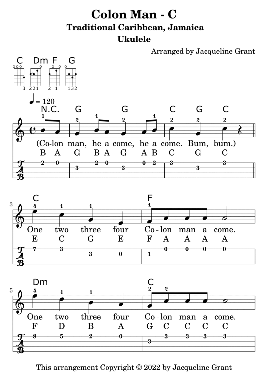 Colon Man Ukulele scores gallery preview page 1