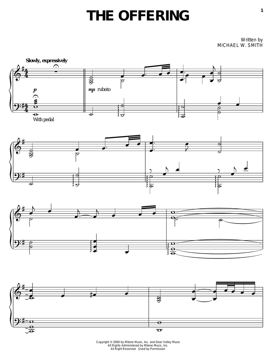 The Offering The Offering Piano Solo scores gallery preview page 1